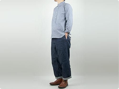 TATAMIZE P/O SHIRTS Plain NAVY GINGHAM