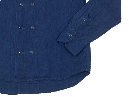 TATAMIZE DOUBLE BRESTED LINEN SHIRTS INDIGO