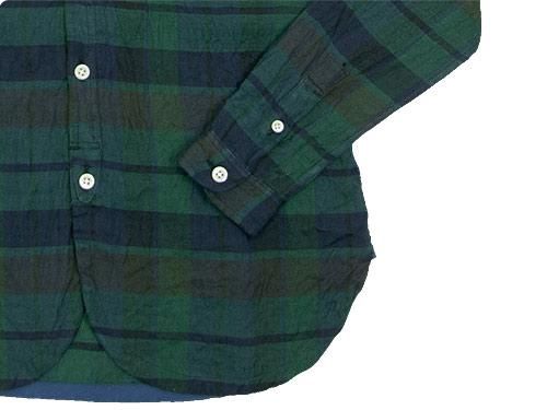 maillot linen check work shirts GREEN