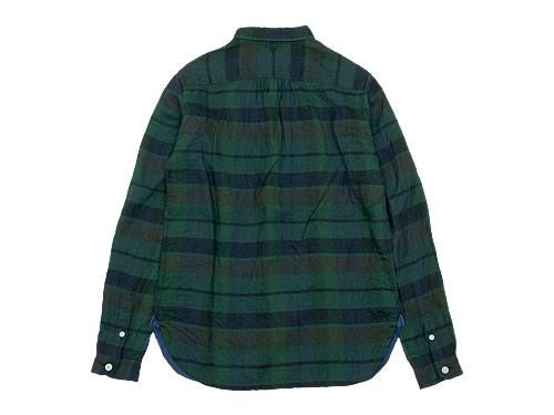maillot linen check work shirts GREEN