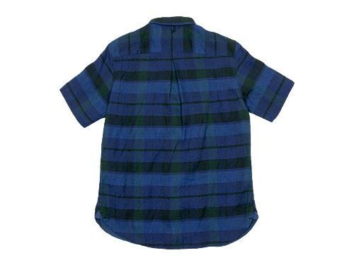 maillot linen check smile S/S shirts BLUE
