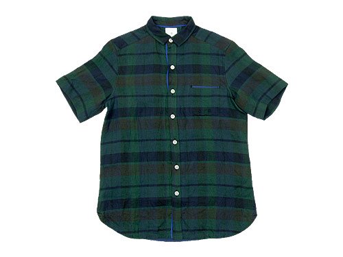 maillot linen check smile S/S shirts GREEN