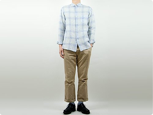 maillot check stripe linen regular shirts / toppo chino pants
