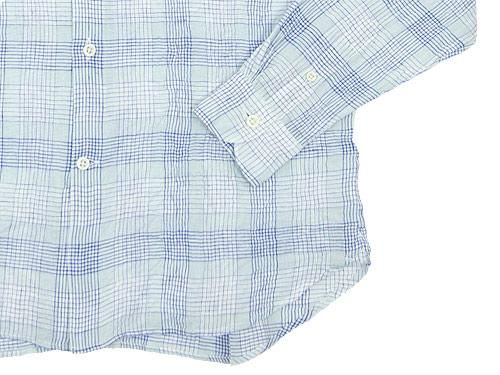maillot check stripe linen regular shirts BLUE CHECK