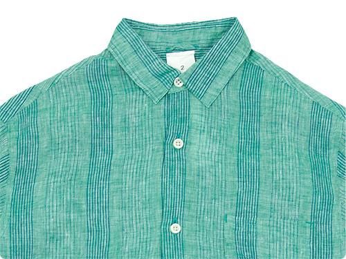 maillot check stripe linen regular shirts GREEN STRIPE