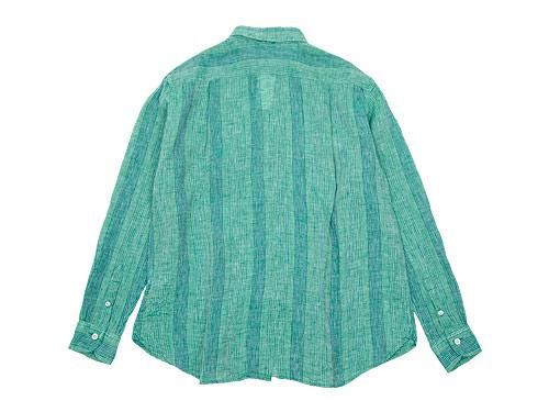maillot check stripe linen regular shirts GREEN STRIPE