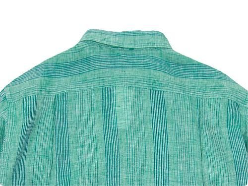 maillot check stripe linen regular shirts GREEN STRIPE
