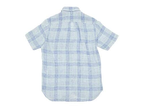 maillot check stripe linen work S/S shirts BLUE CHECK