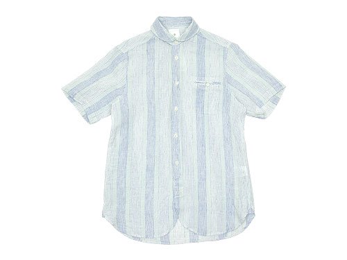 maillot check stripe linen work S/S shirts BLUE STRIPE