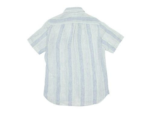 maillot check stripe linen work S/S shirts BLUE STRIPE