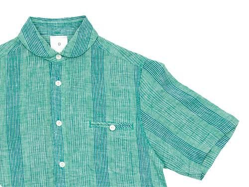 maillot check stripe linen work S/S shirts GREEN STRIPE