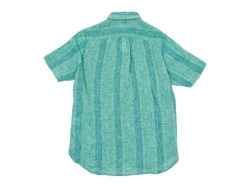 maillot check stripe linen work S/S shirts GREEN STRIPE