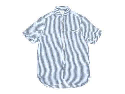 maillot linen stripe work S/S shirts BLUE
