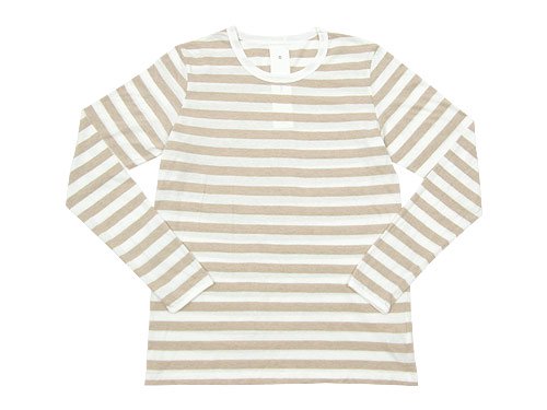 maillot ライトボーダー長袖Tシャツ BEIGE