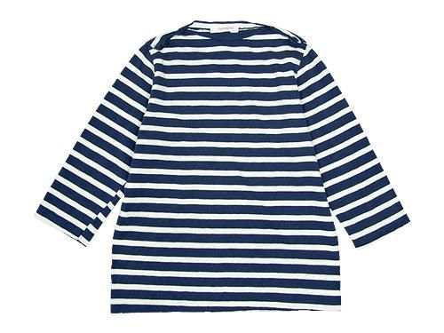 homspun(ホームスパン) 18/-丸胴天竺ボーダー ボートネック七分