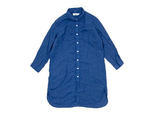 RINEN 80/1リネンローン 7分袖レギュラーカラーロングシャツ 15BLUE