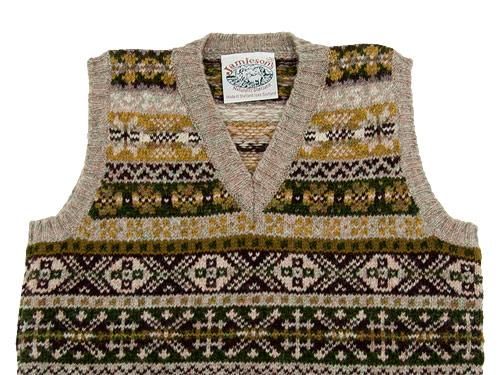Jamieson's V NECK VEST LIGHT BROWN