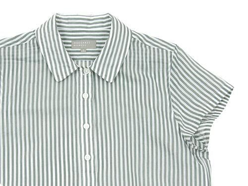 MARGARET HOWELL COTTON SILK BOLD STRIPE S/S SHIRTS 020GRAY ̥ǥ