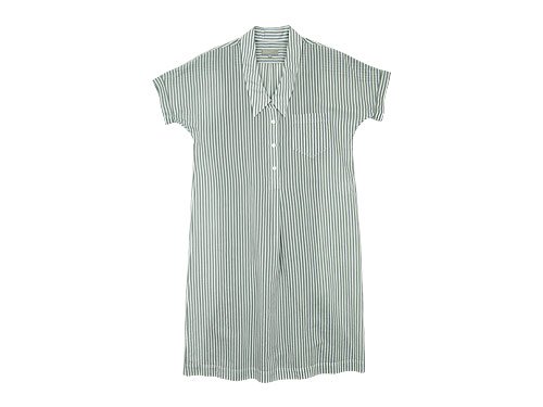 MARGARET HOWELL COTTON SILK BOLD STRIPE S/S ONE-PIECE 020GRAY 〔レディース〕