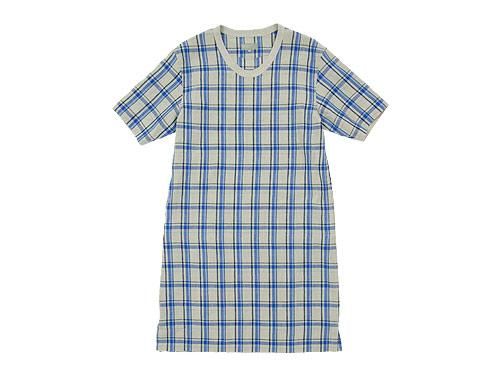 MARGARET HOWELL KITCHEN CHECK LINEN ONE-PIECE 042BEIGE x BLUE 〔レディース〕