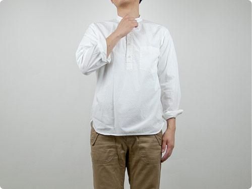 MHL. G.D. POPLIN NOCOLLAR P/O SHIRTS 030WHITE ̥󥺡