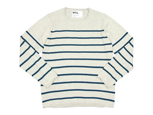 MHL. BULKY COTTON TWIST BORDER KNIT 043LIGHT GRAY 〔メンズ〕