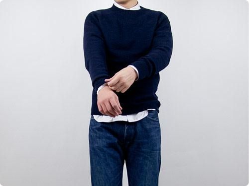 MARGARET HOWELL COTTON CASHMERE KNIT 120NAVY ̥󥺡