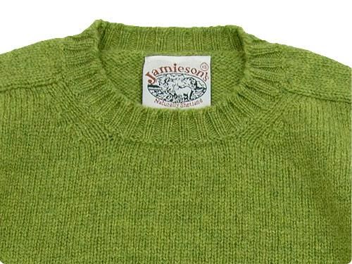 Jamieson's CREW NECK KNIT SOLID 1140Granny Smith