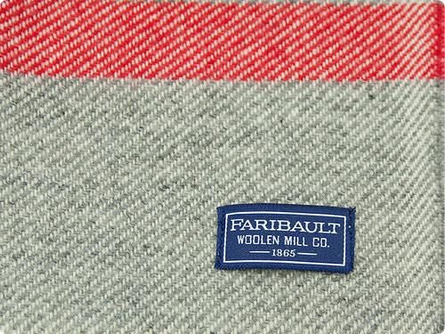 FARIBAULT WOOLEN MILL TRAPPER SCARF GRAY x RED
