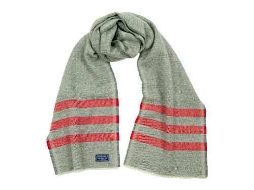 FARIBAULT WOOLEN MILL TRAPPER SCARF GRAY x RED