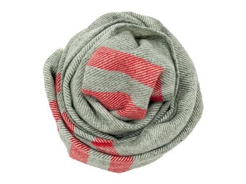 FARIBAULT WOOLEN MILL TRAPPER SCARF GRAY x RED