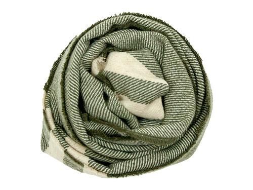 FARIBAULT WOOLEN MILL TRAPPER SCARF OLIVE x CREAM