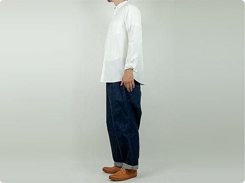 maillot gauze cotton stand collar shirts WHITE