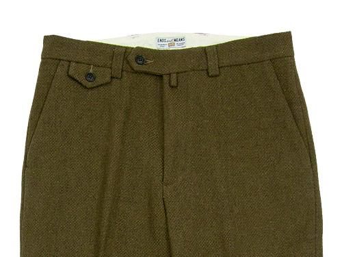 ENDS and MEANS Grandpa Wool Trousers OLIVE