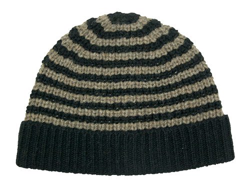 MHL. BULKY COURSE KNIT CAP 010BROWN x BLACK 〔メンズ〕