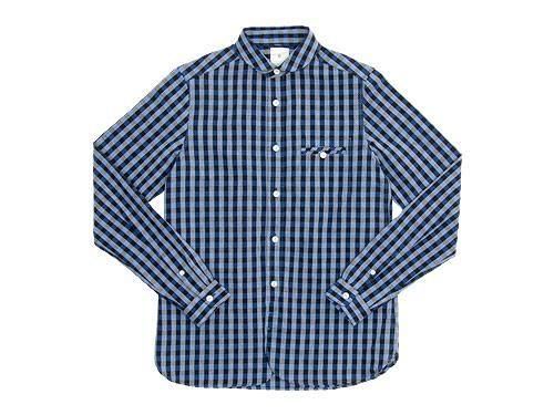 maillot sunset big gingham round work shirts BIG BLUE x BLACK
