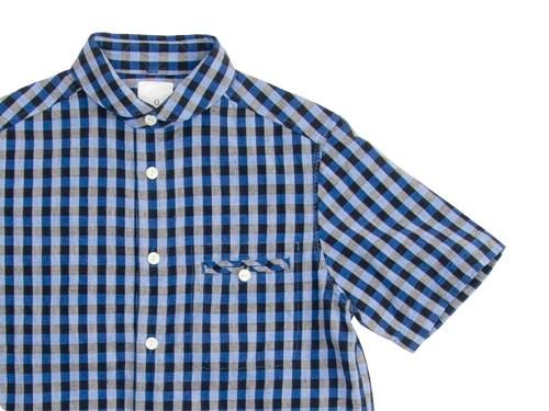 maillot sunset big gingham round work S/S shirts BIG BLUE x BLACK