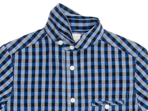 maillot sunset big gingham round work S/S shirts BIG BLUE x BLACK