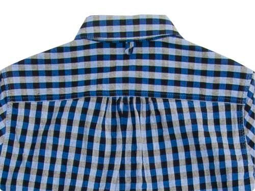 maillot sunset big gingham round work S/S shirts BIG BLUE x BLACK