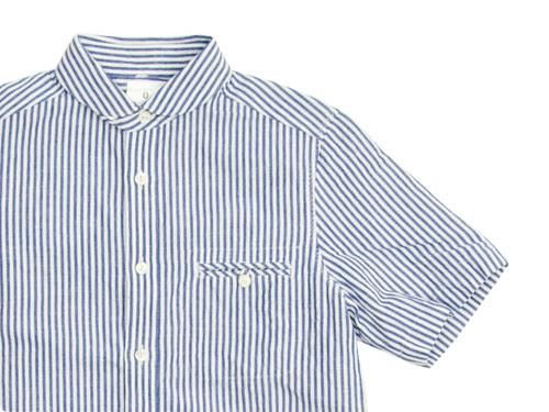 maillot sunset stripe round work S/S shirts BLUE x WHITE