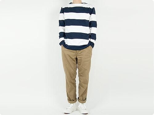 maillot wide pitch border long T WHITE x BLACK