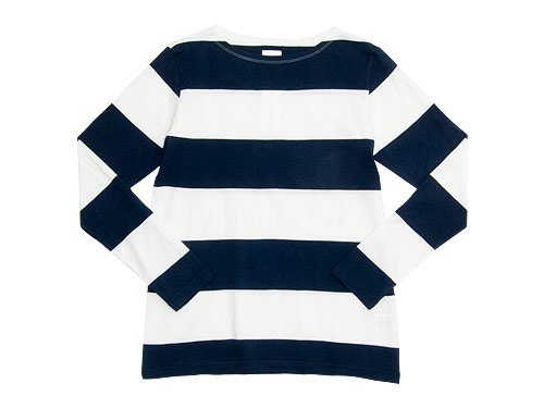 maillot wide pitch border long T WHITE x NAVY