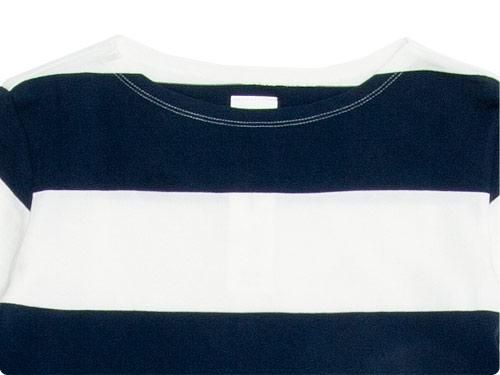 maillot wide pitch border long T WHITE x NAVY