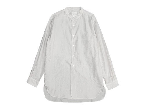 TOUJOURS Band Collar Long Shirts SMOKE WHITE