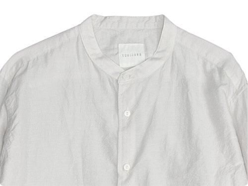 TOUJOURS Band Collar Long Shirts SMOKE WHITE