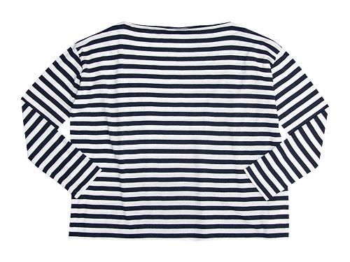 TOUJOURS Border Boat Neck Shirt WHITE x NAVY