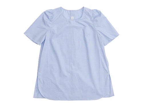 kvivit ポプリンチェック パフスリーブ 半袖ブラウス / 半袖レギュラーシャツ