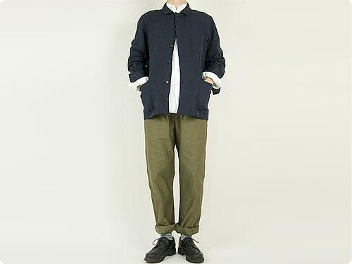 MARGARET HOWELL COTTON LINEN HERRINGBONE BLOUSON 120NAVY〔メンズ〕