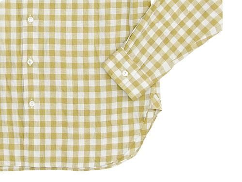 MARGARET HOWELL LINEN GINGHAM CHECK SHIRTS 060MUSTARD ̥󥺡