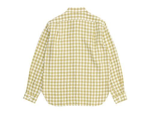 MARGARET HOWELL LINEN GINGHAM CHECK SHIRTS 060MUSTARD ̥󥺡
